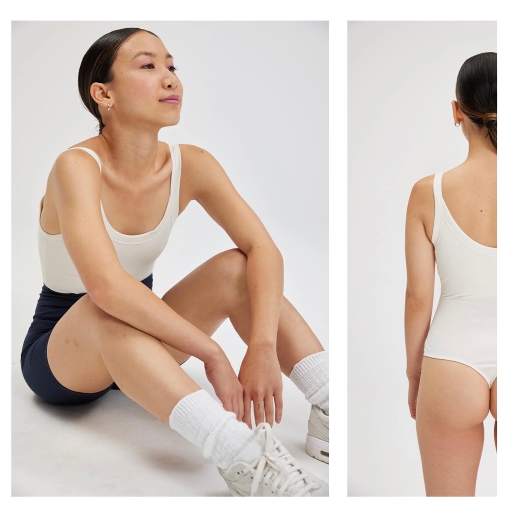 Girlfriend Collective Ivory Coco Scoop Bodysuit (Thong), Sz M
